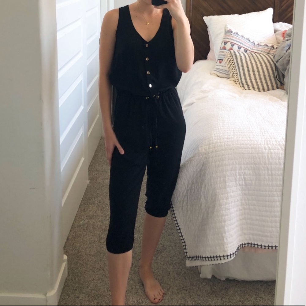Black Guess Cropped Jumpsuit